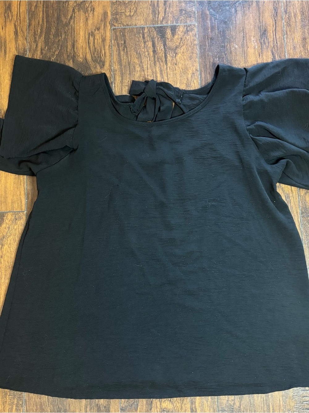 Women’s Black Tie-Back Ruffle Sleeve Top Size Large